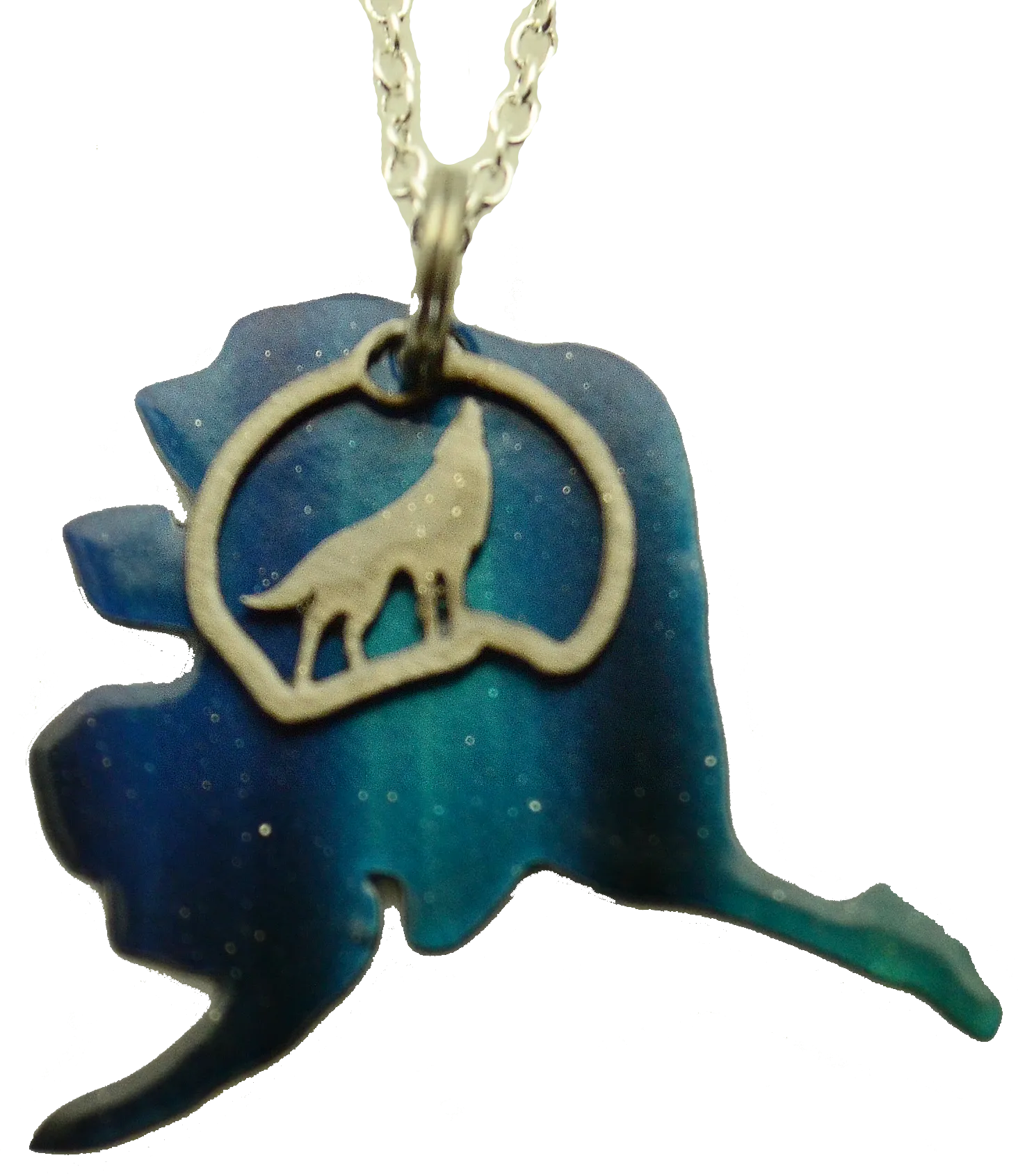 Aurora Alaska with Wolf Necklace, Item# 4363X