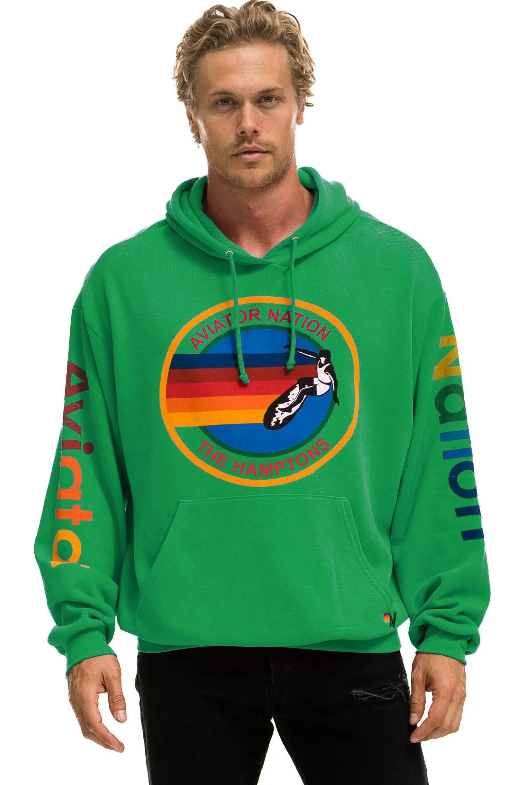 AVIATOR NATION HAMPTONS RELAXED PULLOVER HOODIE - KELLY GREEN