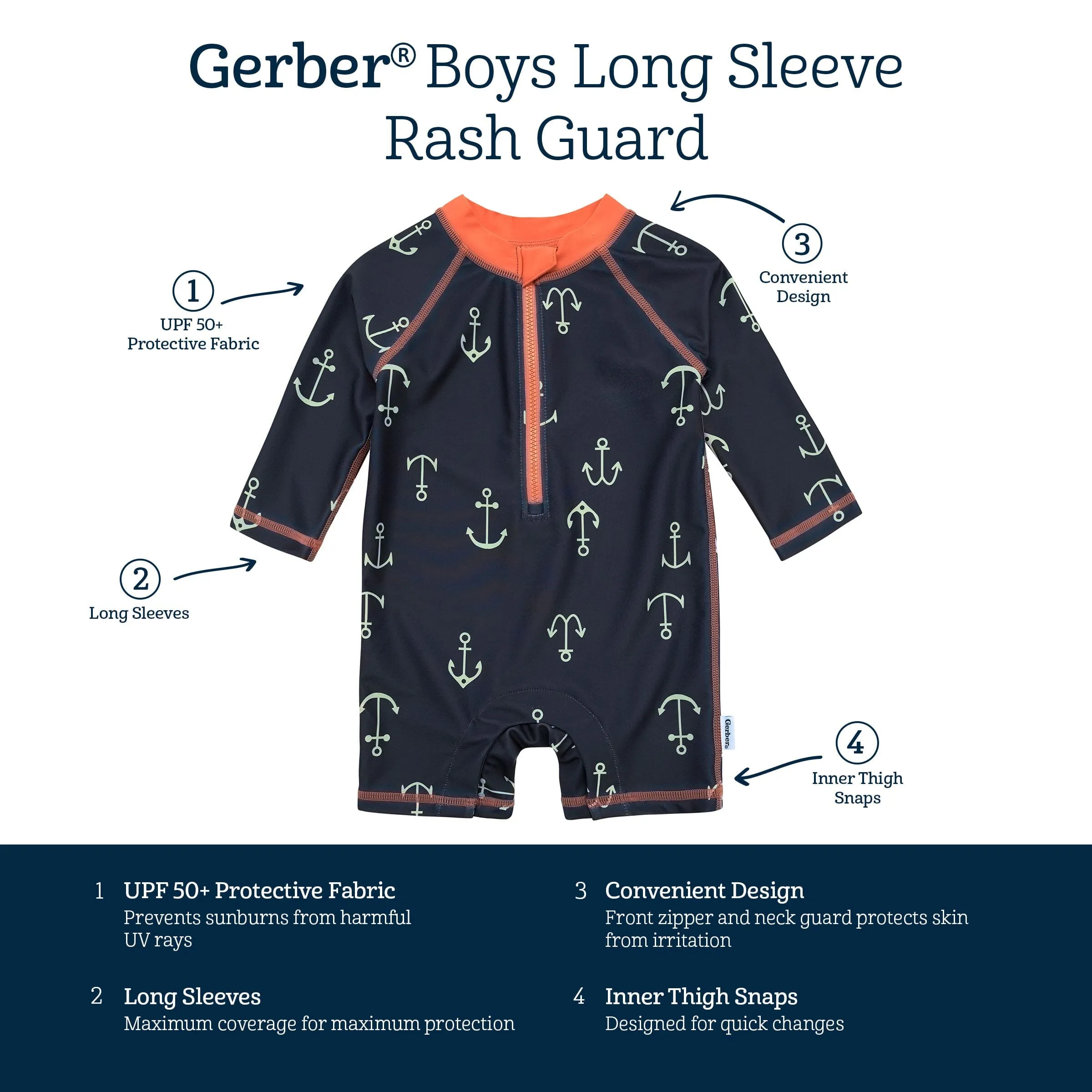 Baby Boys UPF 50  Anchors Rash Guard