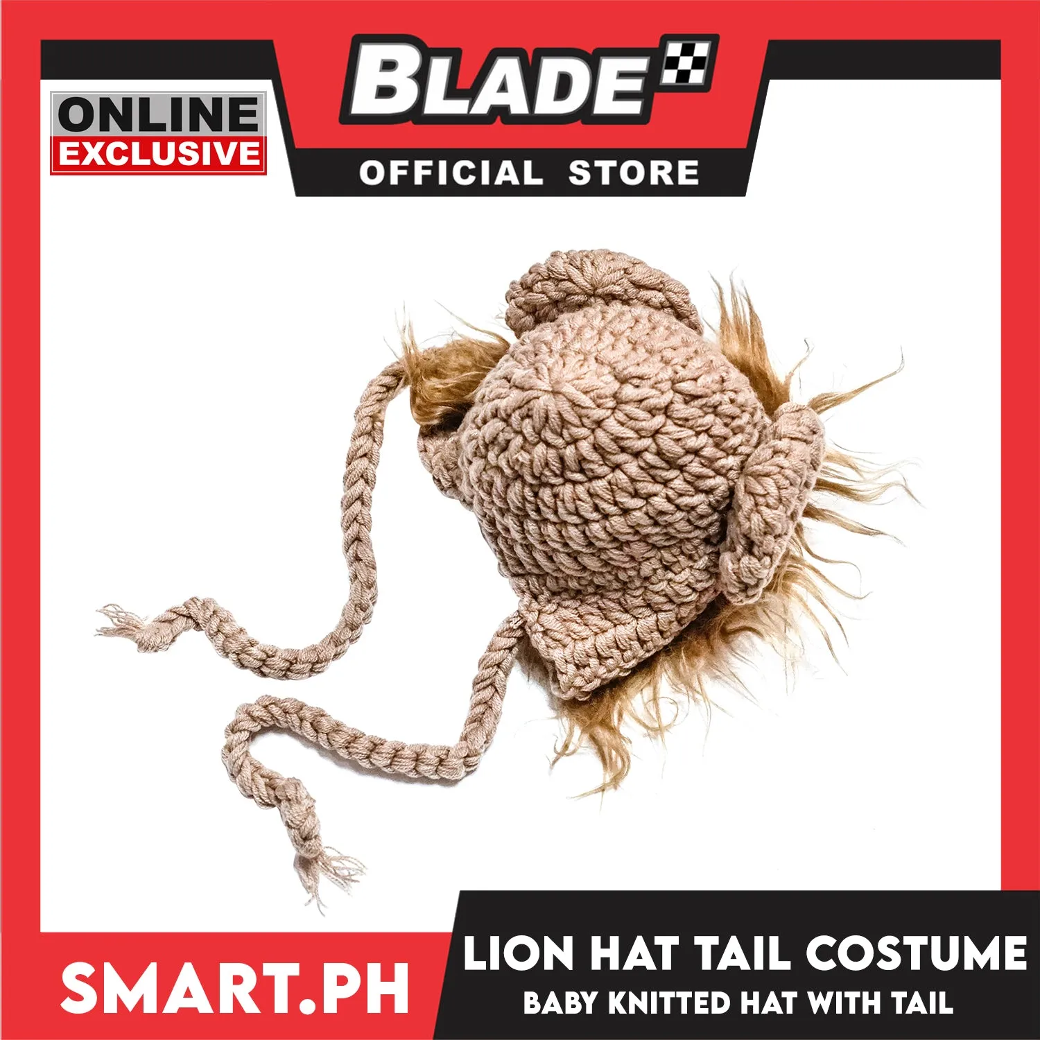 Baby Crochet Earflap Hat Lion Design with Tail