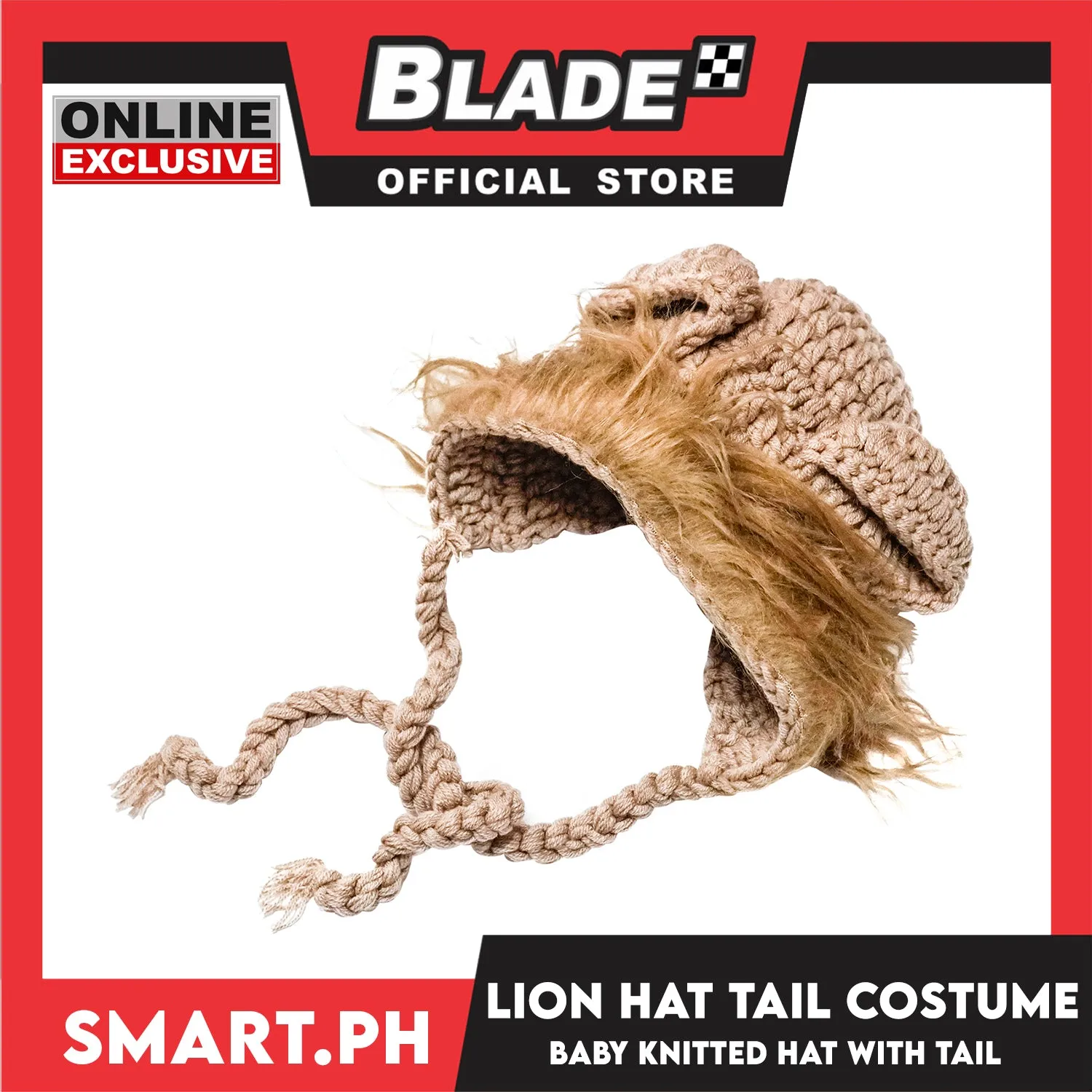 Baby Crochet Earflap Hat Lion Design with Tail