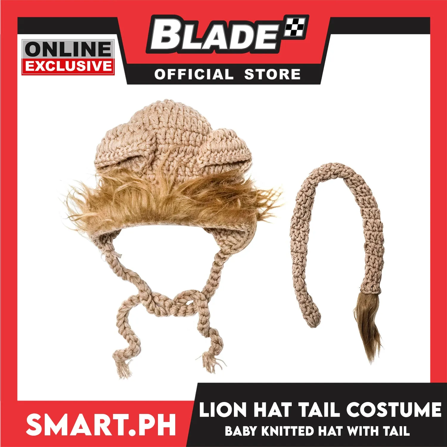 Baby Crochet Earflap Hat Lion Design with Tail