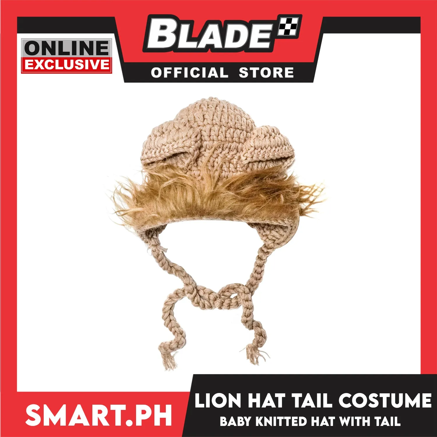 Baby Crochet Earflap Hat Lion Design with Tail