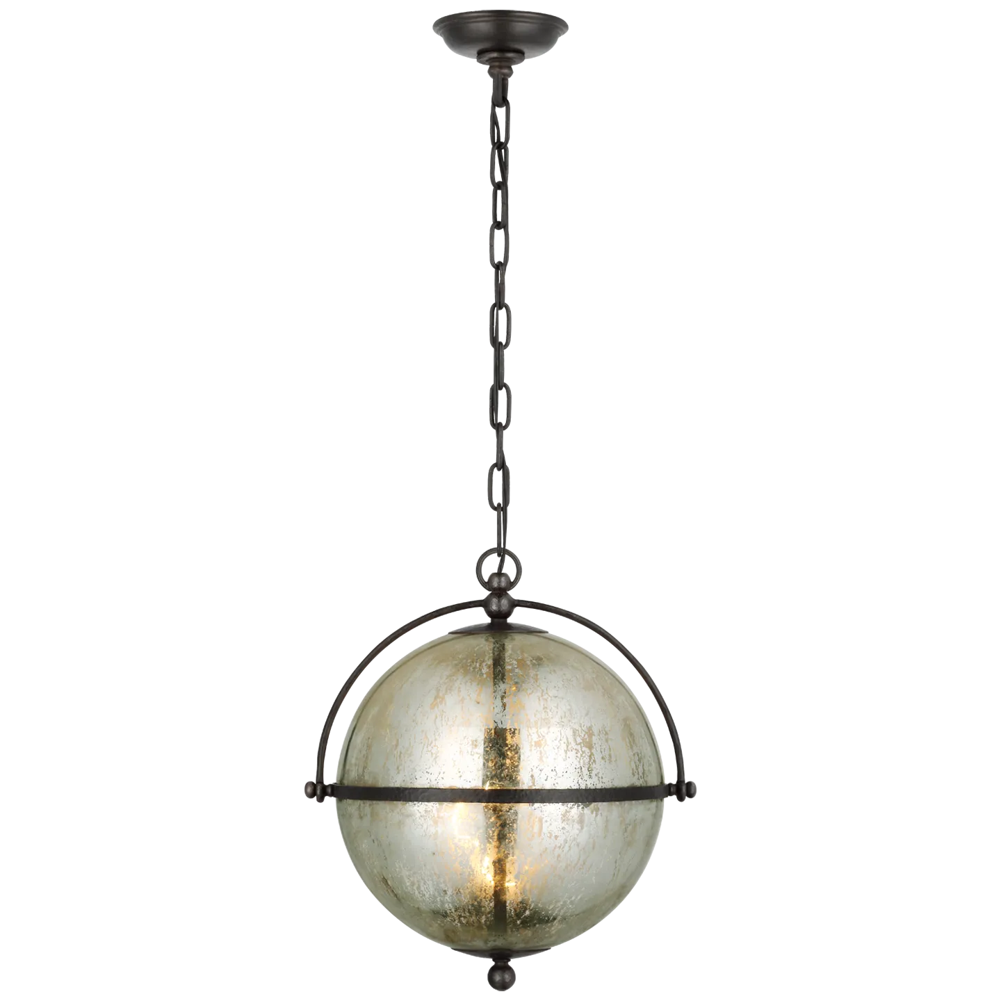 Bayridge Large Pendant in Aged Iron with Antique Mercury Glass