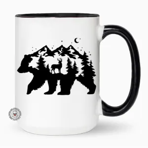 Bear Deer Wilderness Mug | 15Oz Black