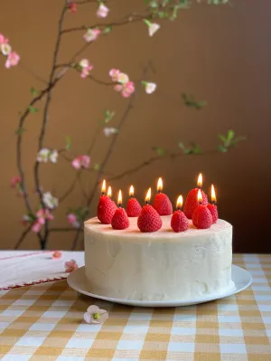 Beeswax Strawberry Birthday Candles