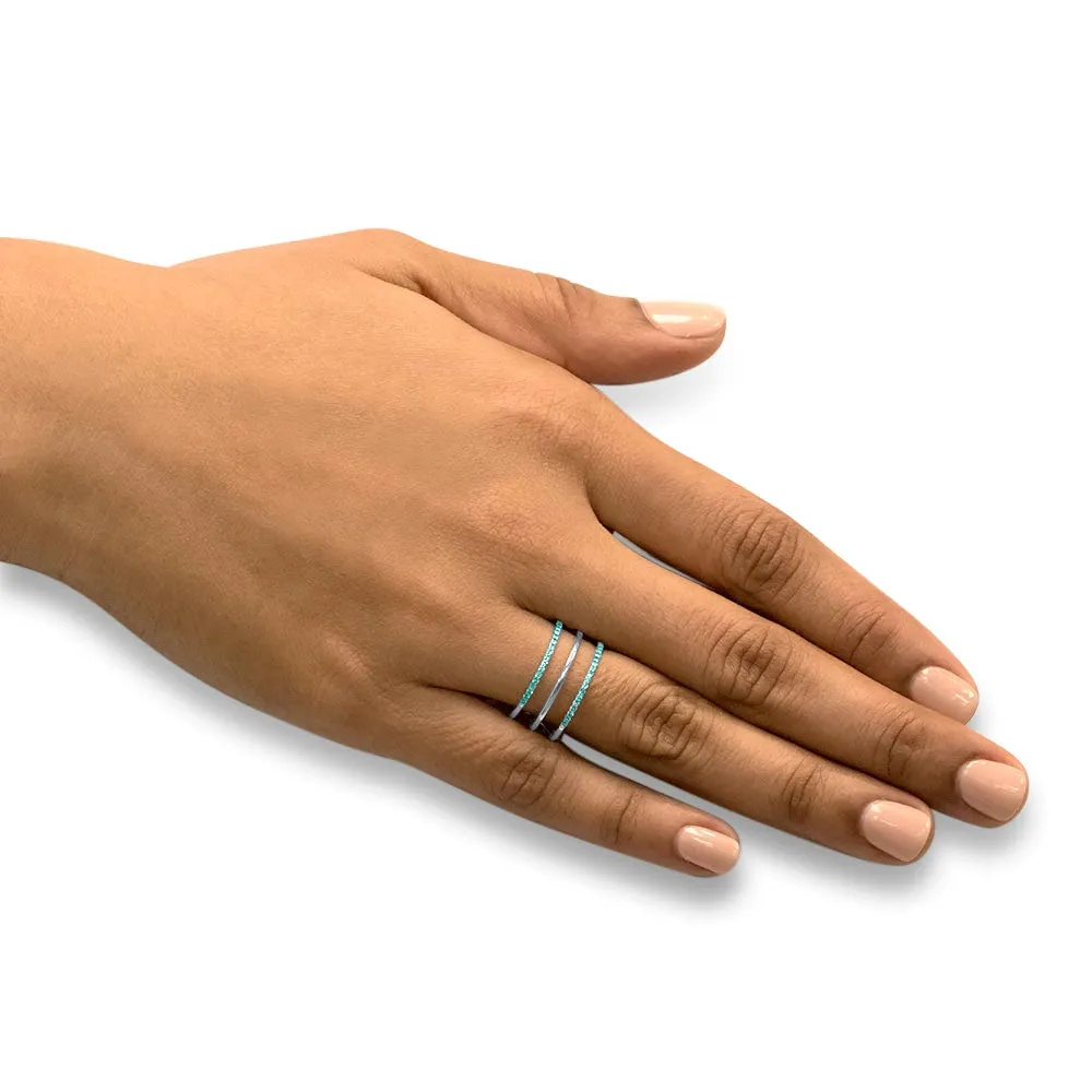 Between the Lines - 18K White Gold Natural Paraiba Tourmaline Ring