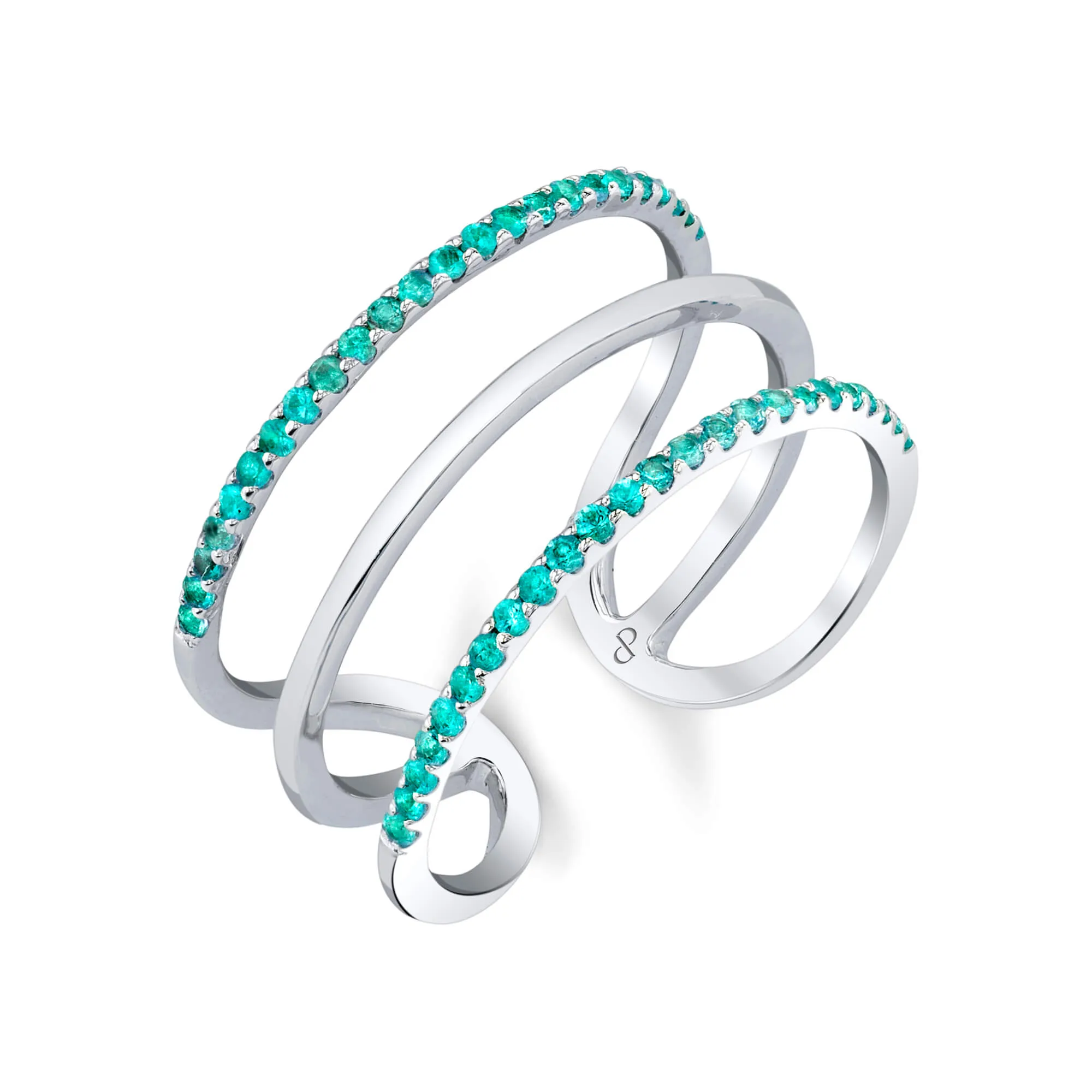 Between the Lines - 18K White Gold Natural Paraiba Tourmaline Ring