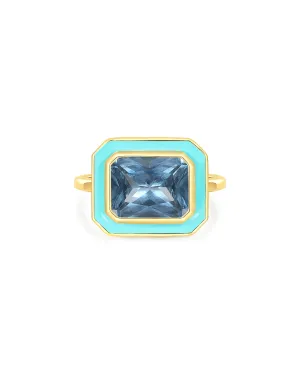 Bezel Statement Ring- Turquoise- Gold