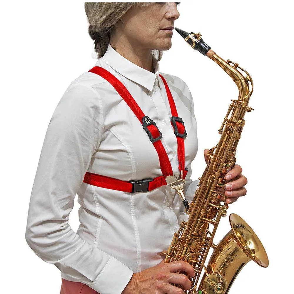 BG Alto, Tenor and Baritone Saxophone Harness Women Large Red Coated Metal Hook