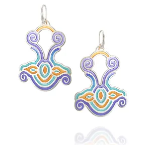 Big colorful dangle silver sterling sea earrings