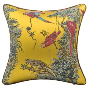 Birds and Wilderness Golden Jacquard Throw Pillow Cover