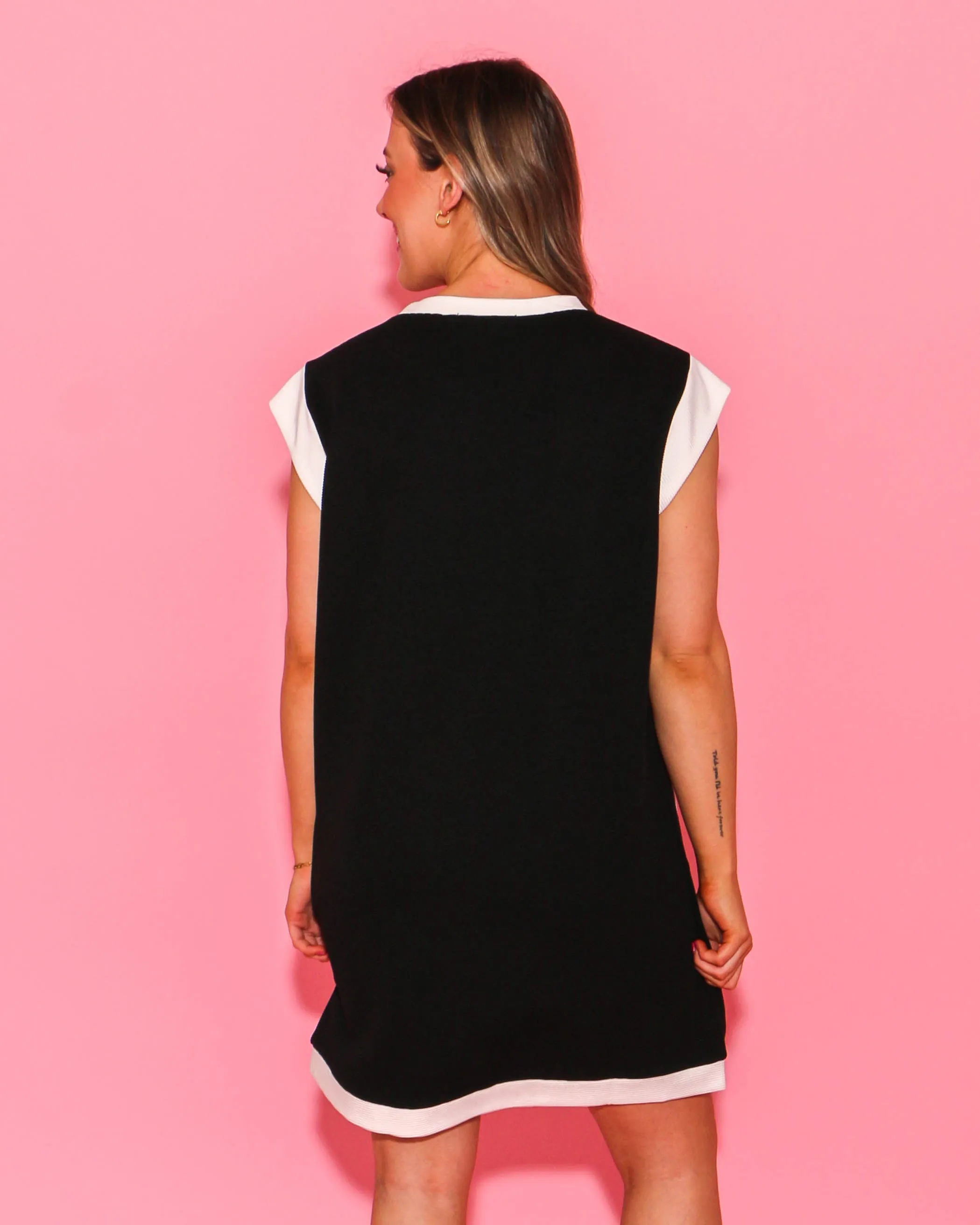 Black Dress with White Detail