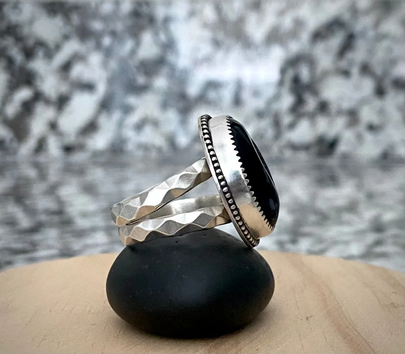 Black Druzy Ring