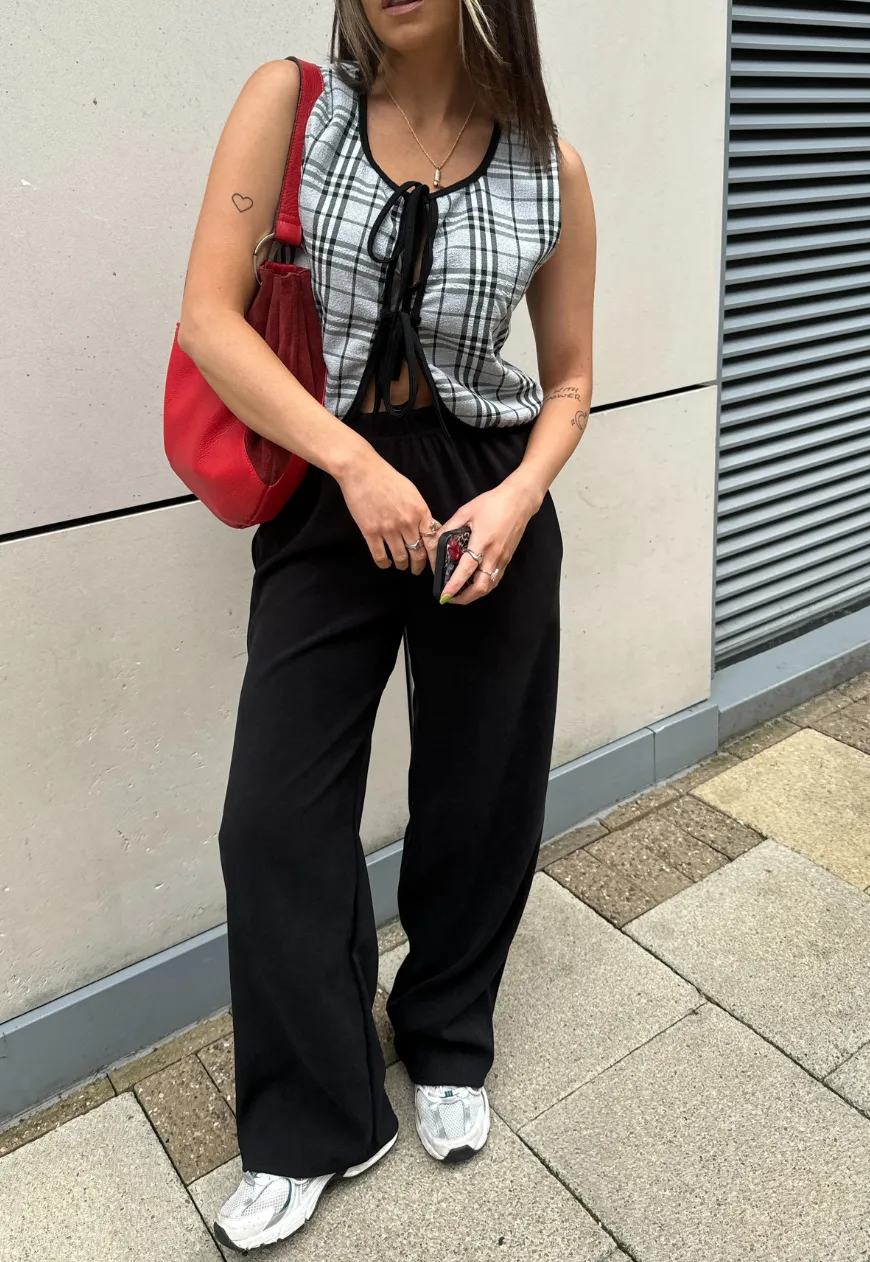 BLACK MOLESKIN STRAIGHT LEG TROUSER