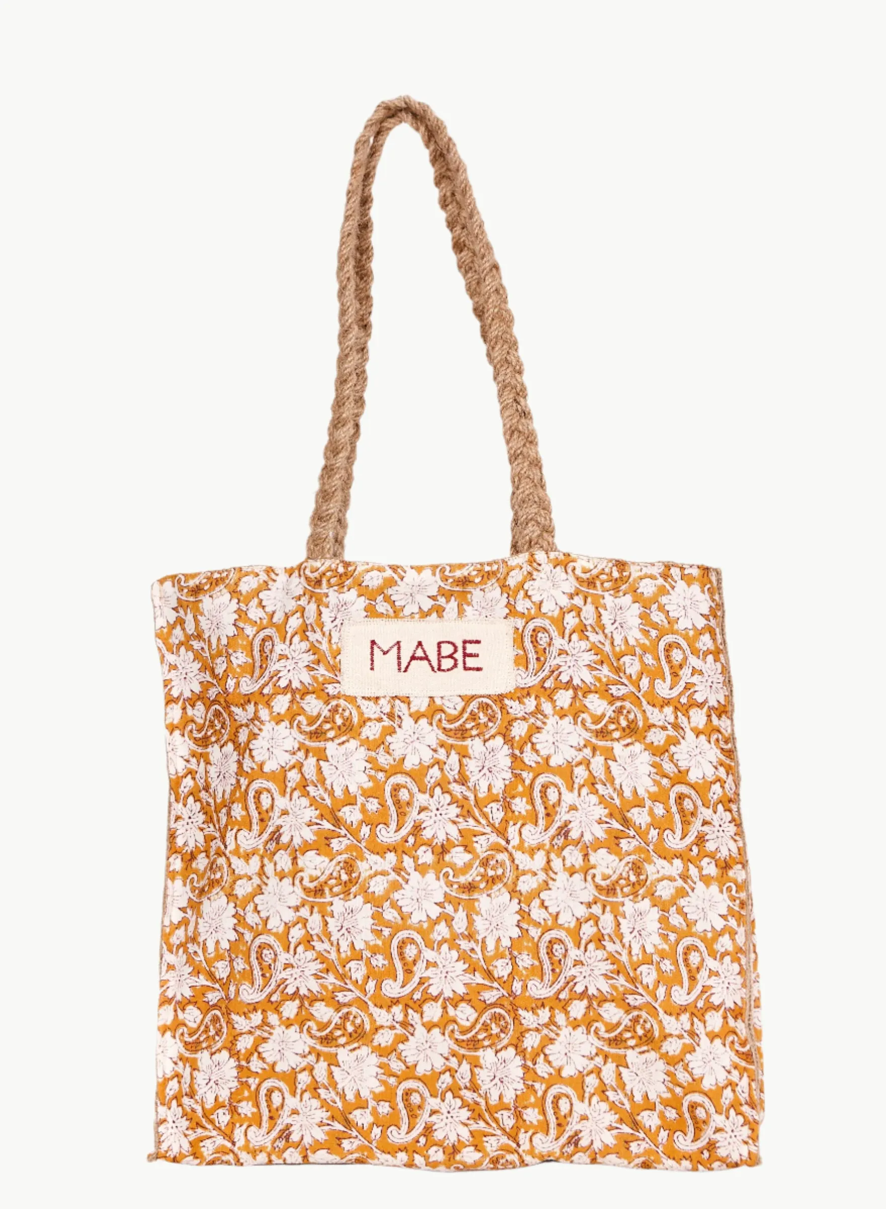 Blockprint & Jute Tote