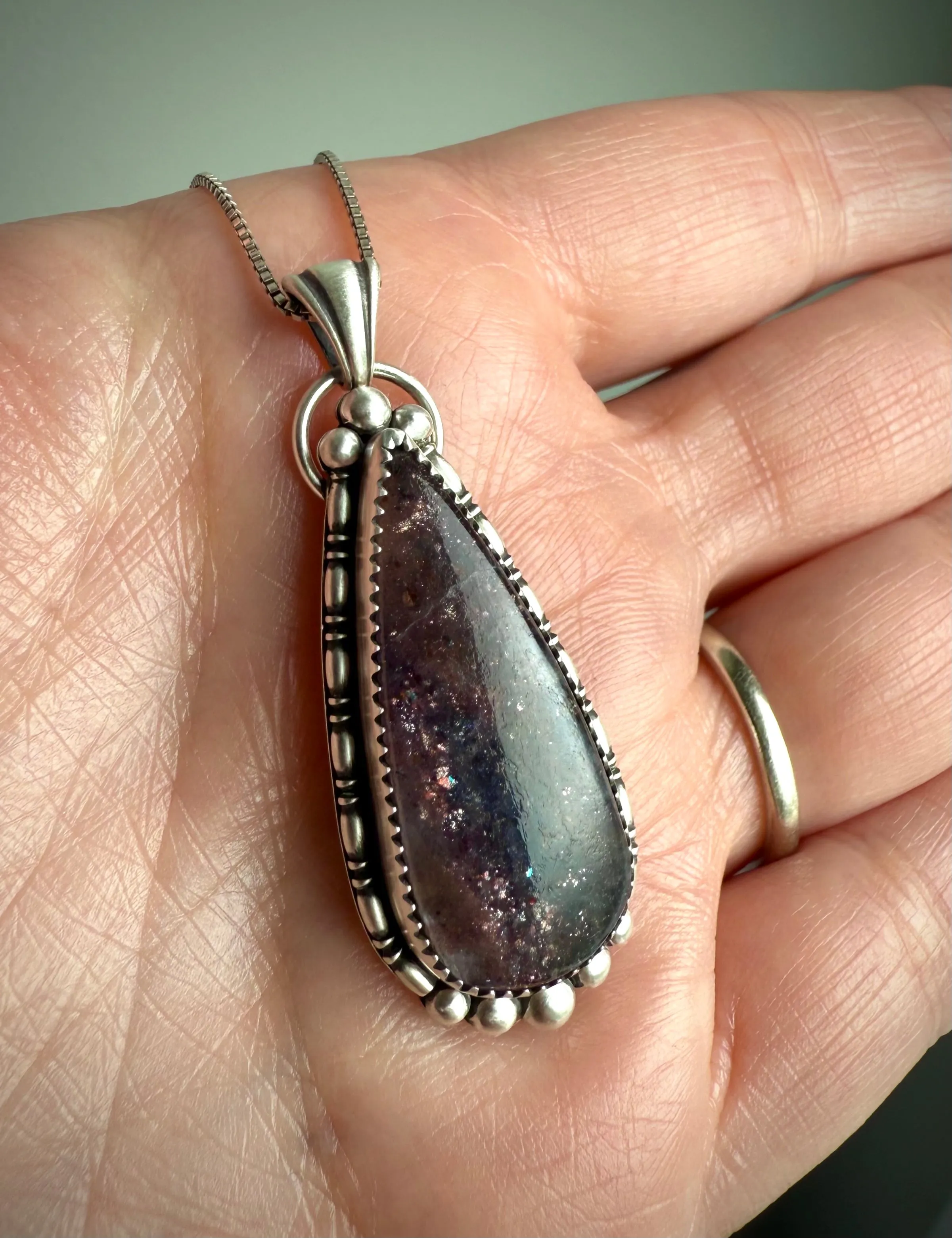 Bloodshot Iolite Sunstone Pendant