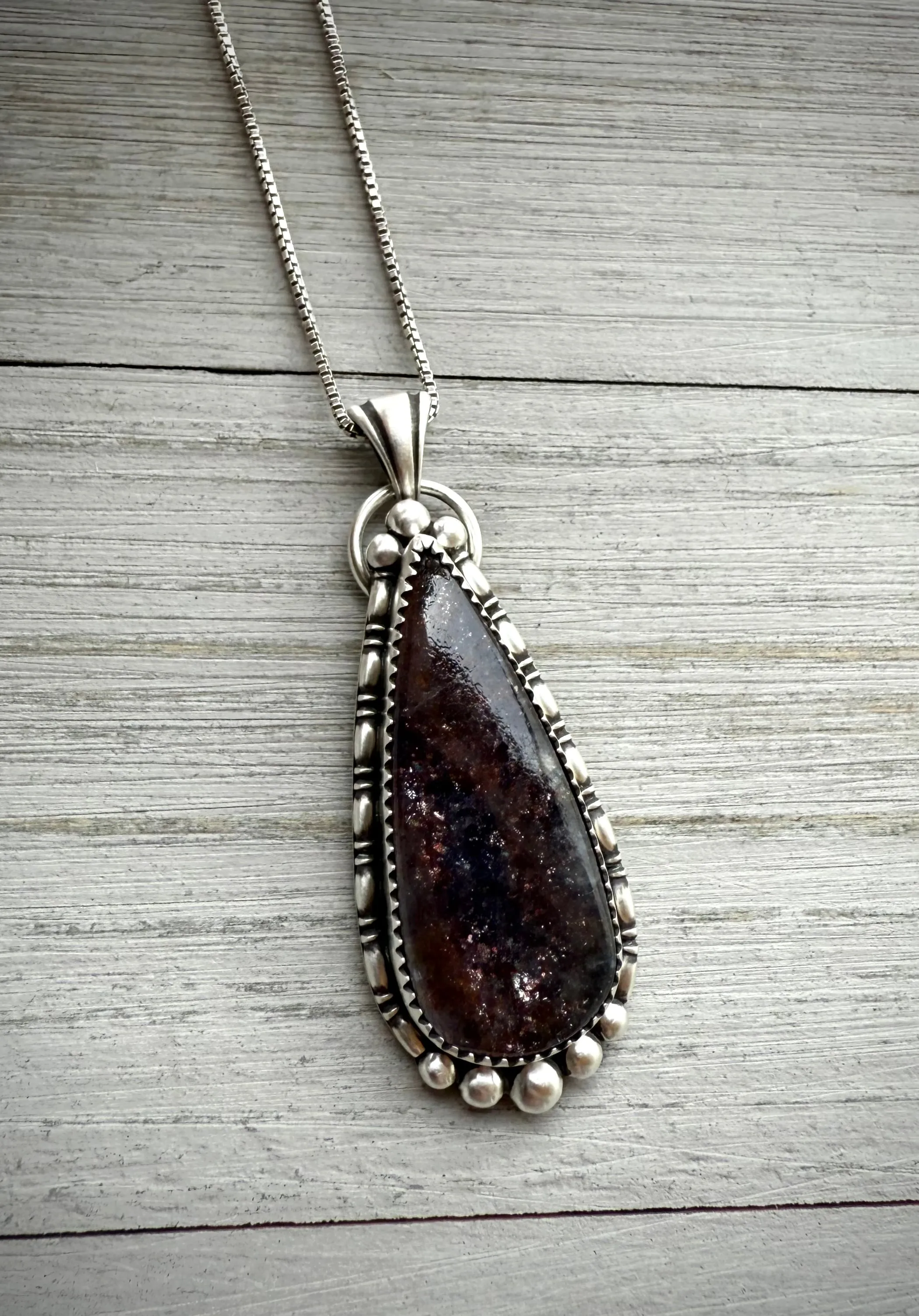 Bloodshot Iolite Sunstone Pendant