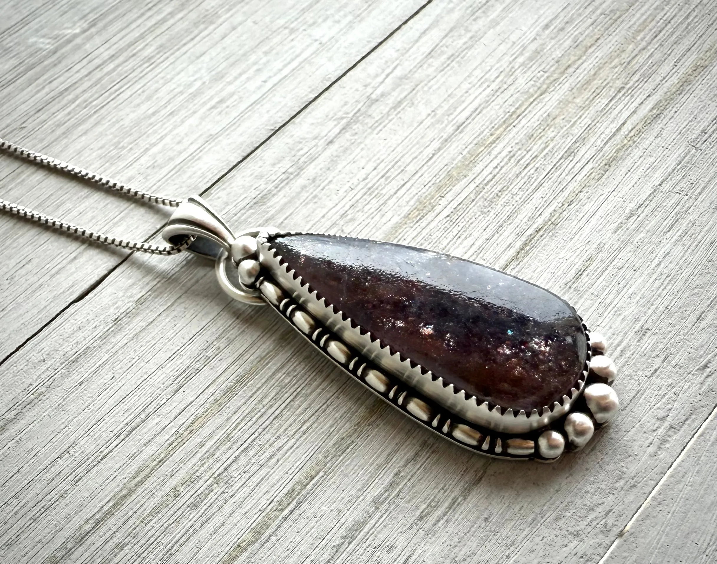 Bloodshot Iolite Sunstone Pendant