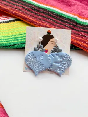 Blue ornament earrings