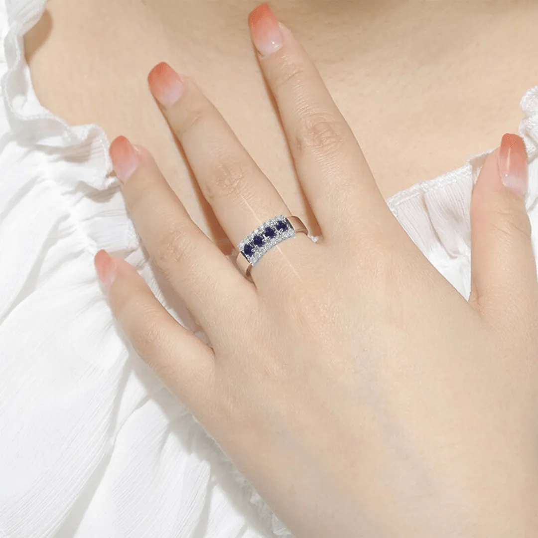 Blue Sapphire Chunky Statement Ring