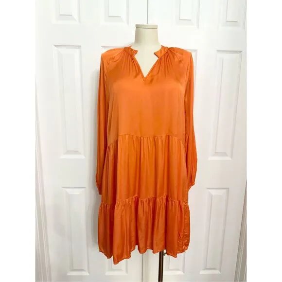 Bognar Blu Womens Tiered Orange Dress Size XL