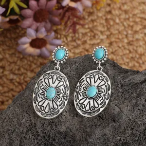 Bohemian Oval Turquoise Dangle Earrings