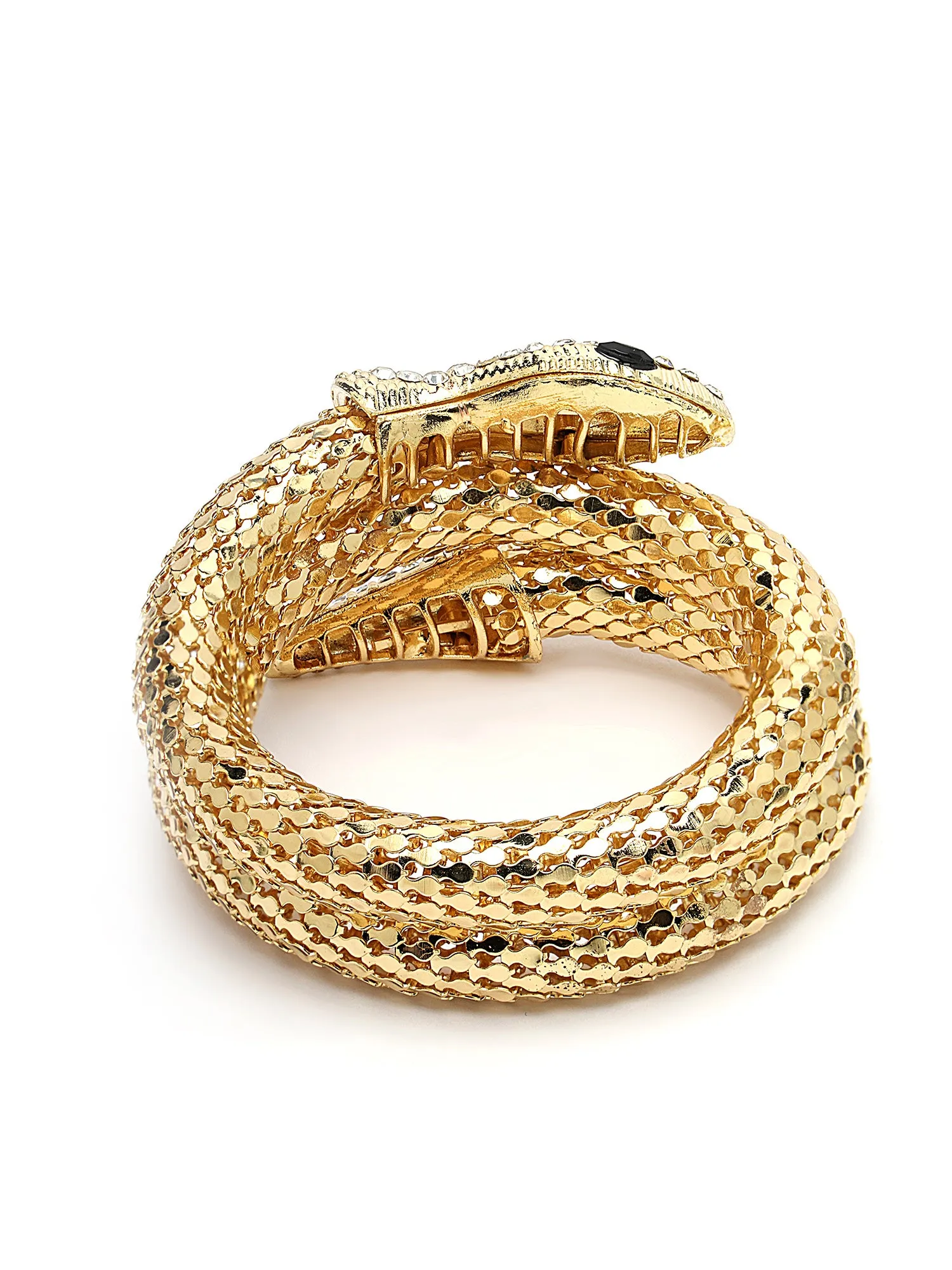 Bohey by KARATCART Gold Plated Cubic Zirconia Studded Snake Chain Bracelet for Women