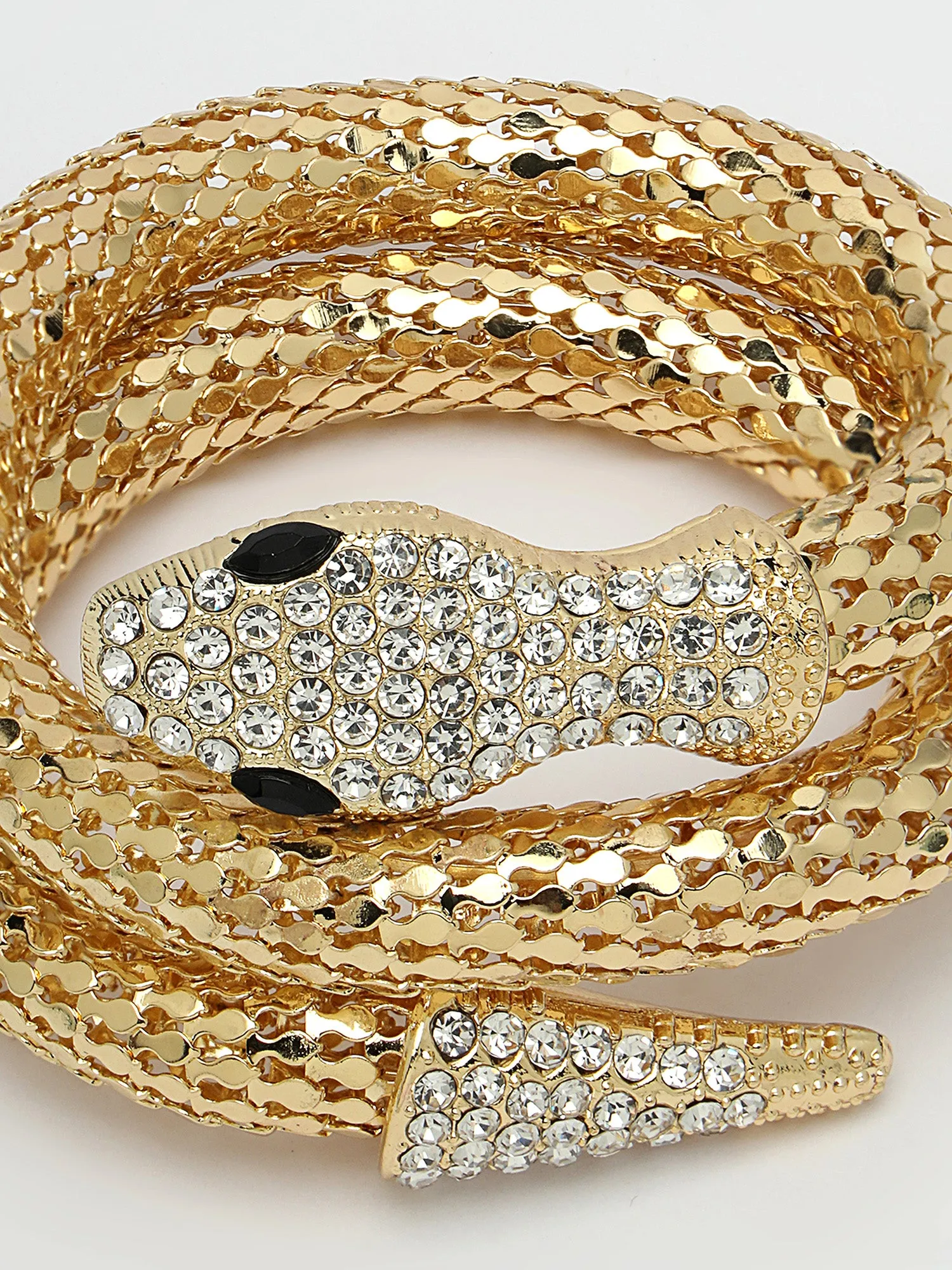 Bohey by KARATCART Gold Plated Cubic Zirconia Studded Snake Chain Bracelet for Women