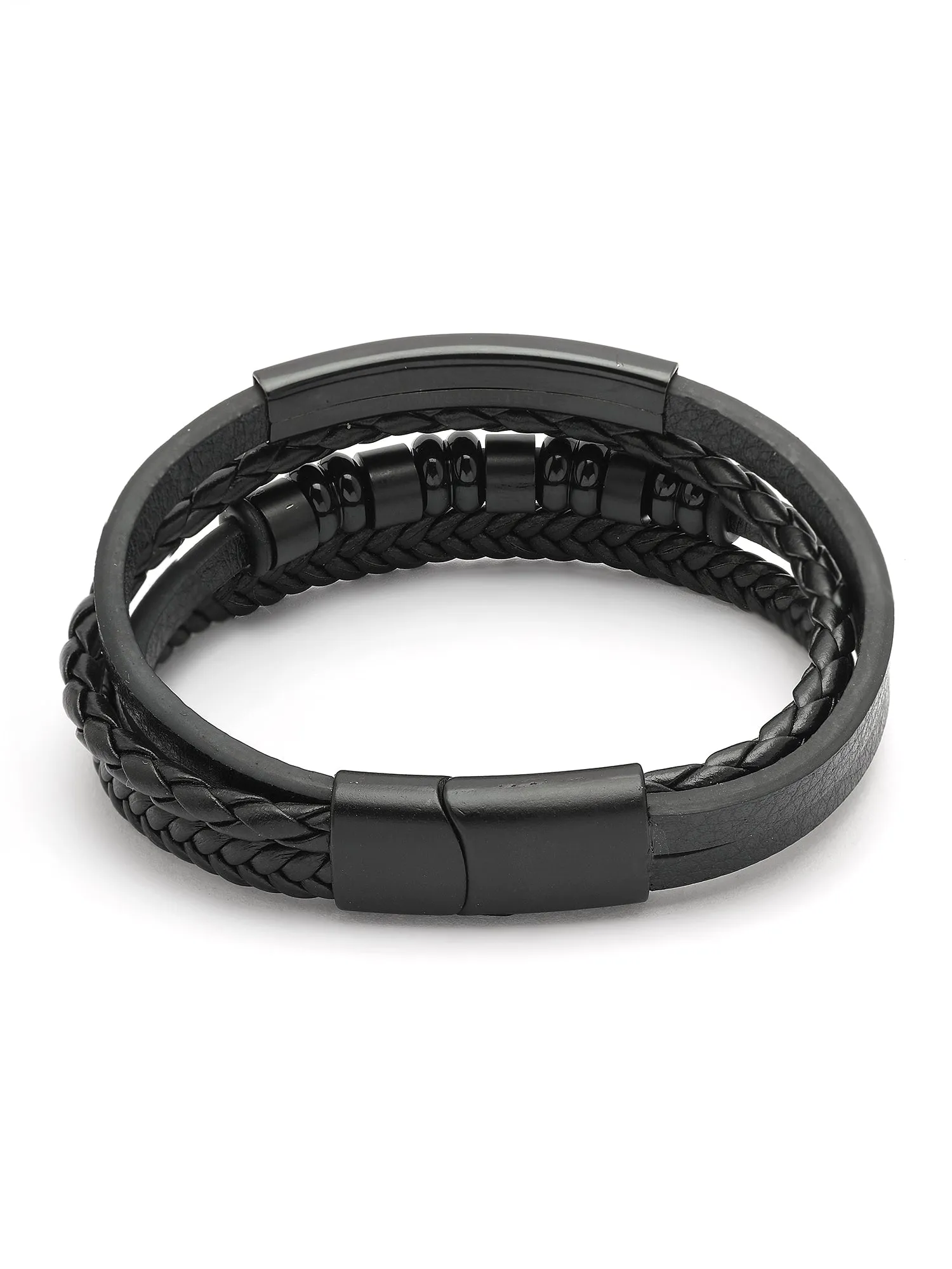Bohey by KARATCART Men Leather Multistrand Wraparound Bracelet
