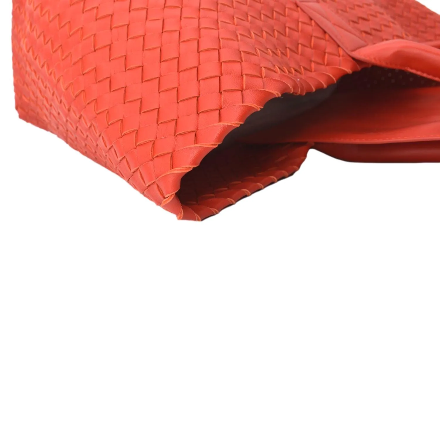 BOTTEGA VENETA Medium Cabat Intreccio Leather Tote Bag Red