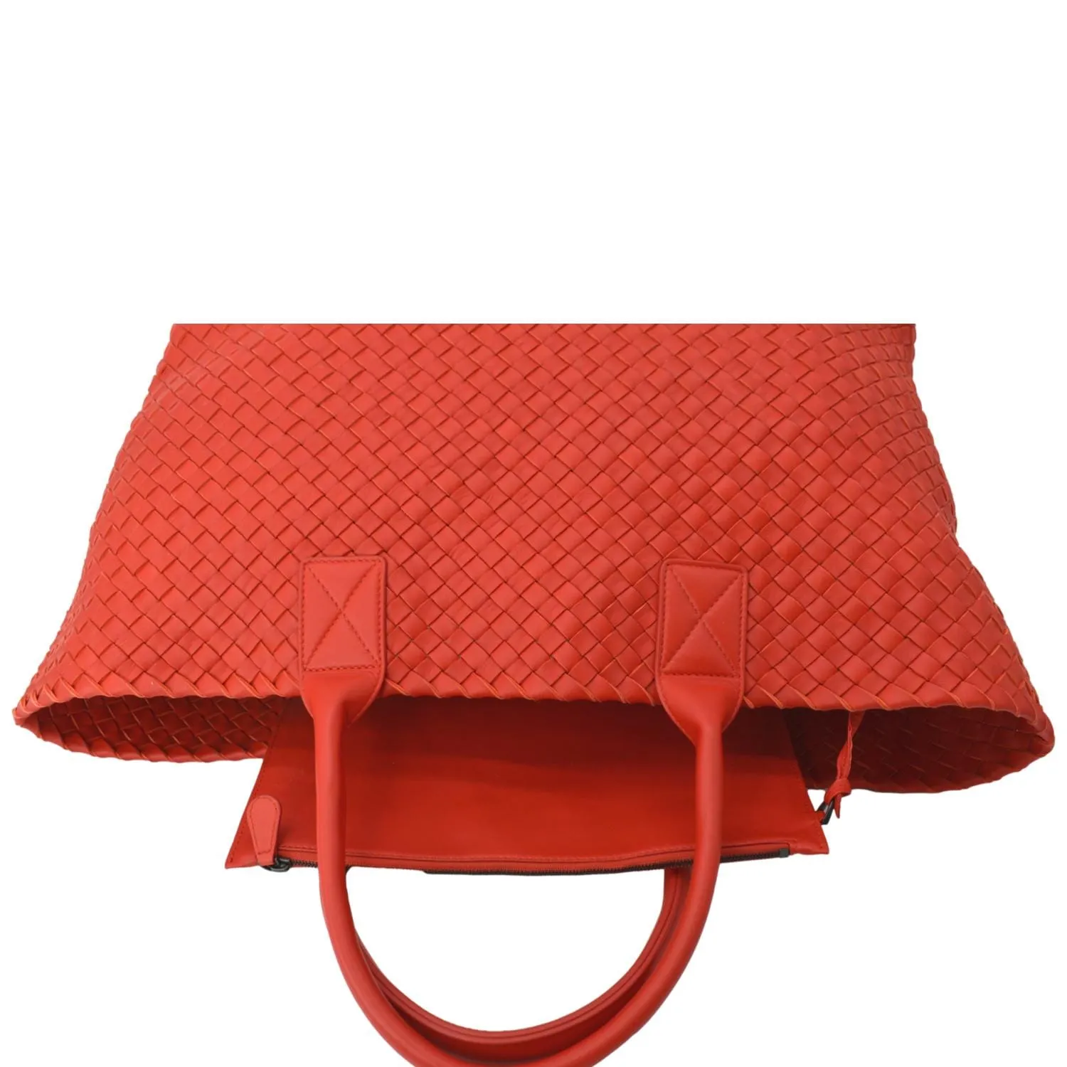BOTTEGA VENETA Medium Cabat Intreccio Leather Tote Bag Red