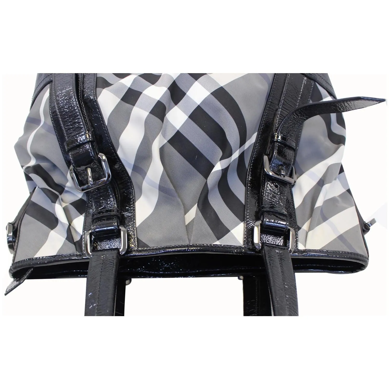 BURBERRY Lowry Medium Beat Check Nylon Tote Bag Black