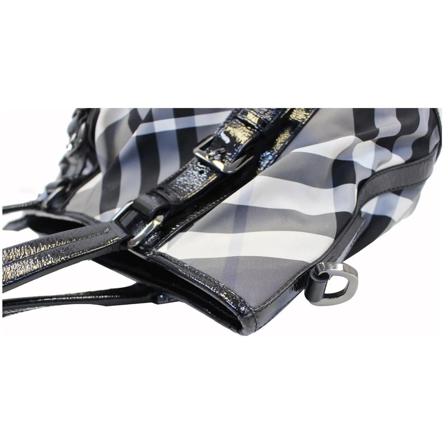BURBERRY Lowry Medium Beat Check Nylon Tote Bag Black