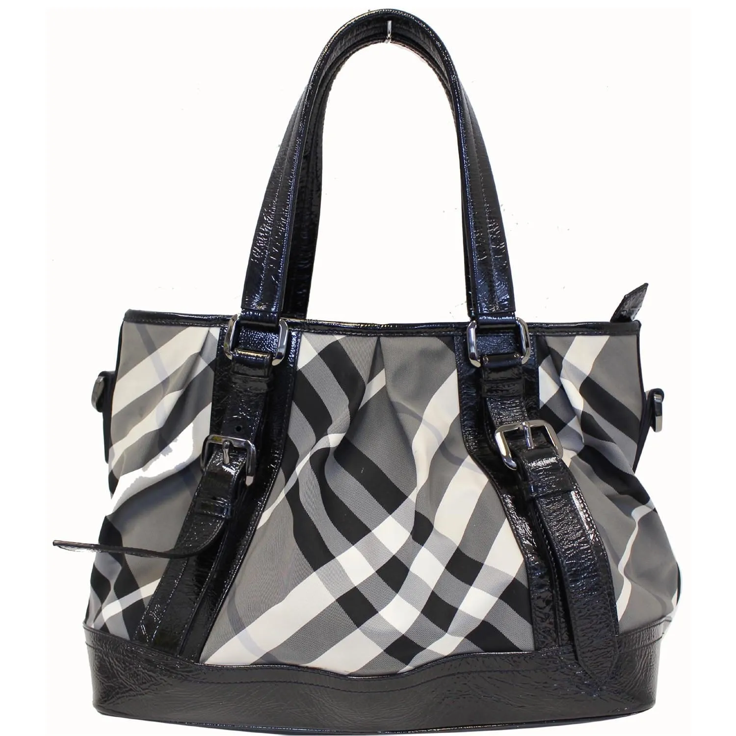 BURBERRY Lowry Medium Beat Check Nylon Tote Bag Black