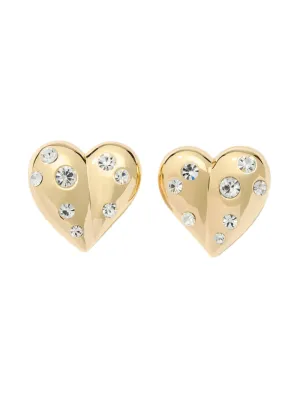 Carolina Herrera Molded Heart Stud Clip On Earrings in Gold