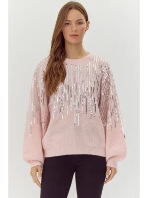 Carson Baby Pink Sequin Sweater