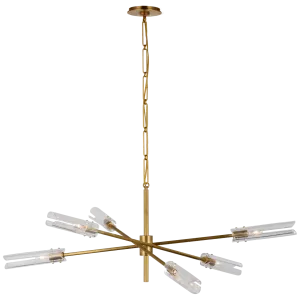 Casoria XL Radial Chandelier in Hand-Rubbed Antique Brass with Clear Glass