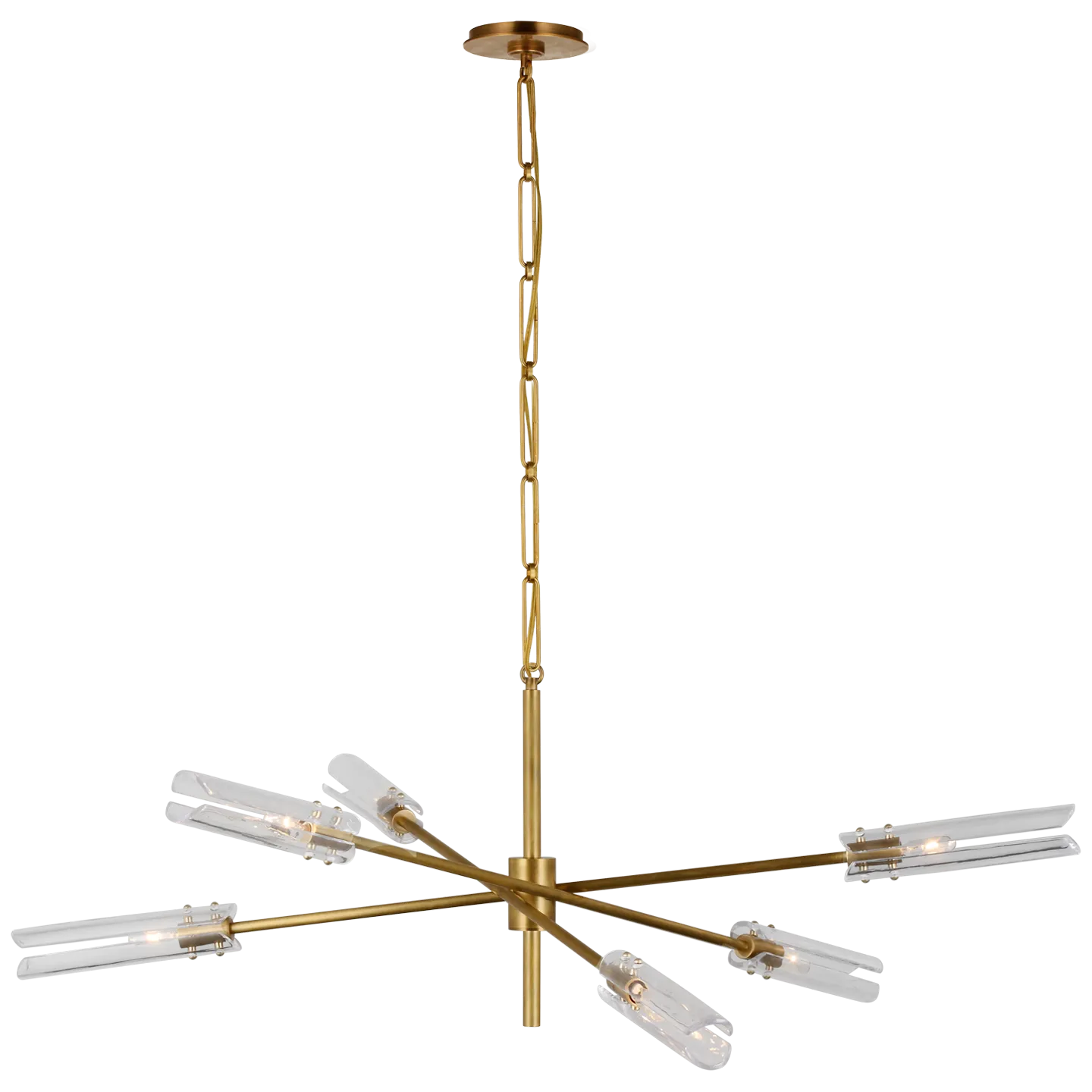 Casoria XL Radial Chandelier in Hand-Rubbed Antique Brass with Clear Glass