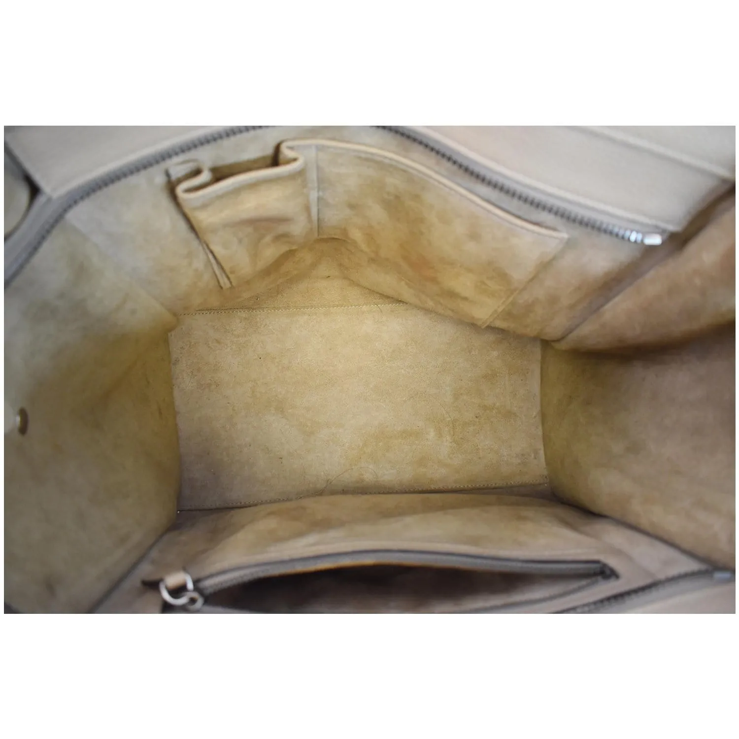 CELINE Drummed Calfskin Leather Mini Luggage Tote Bag Dune