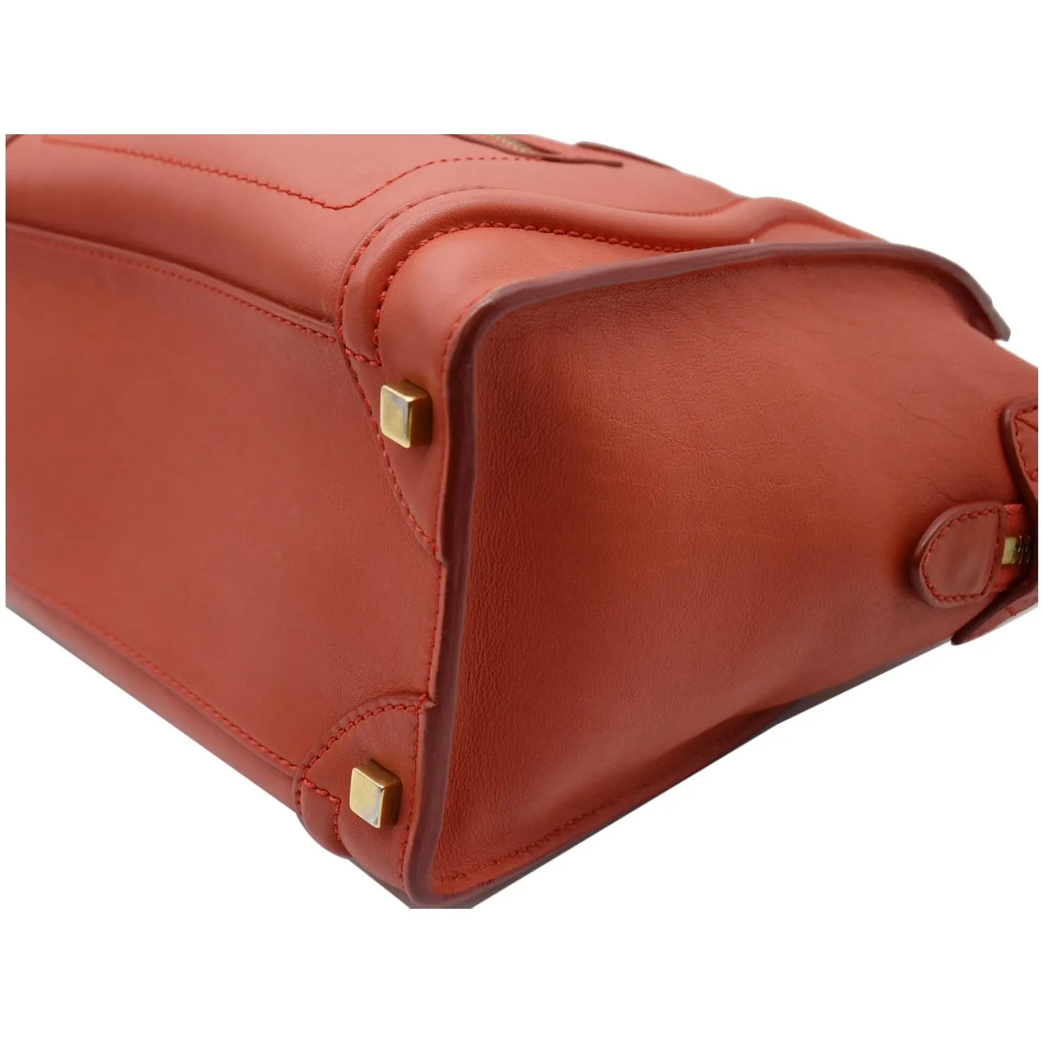 CELINE Micro Luggage Calfskin Leather Tote Bag Red - 25% OFF