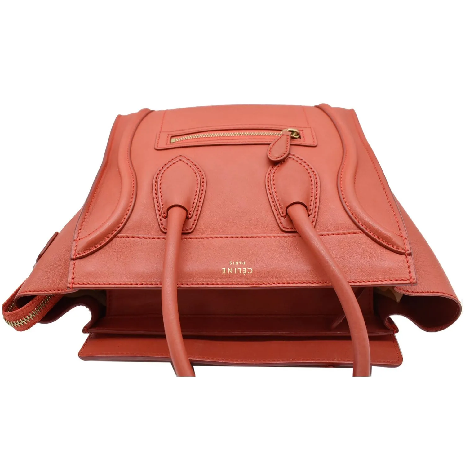 CELINE Micro Luggage Calfskin Leather Tote Bag Red - 25% OFF