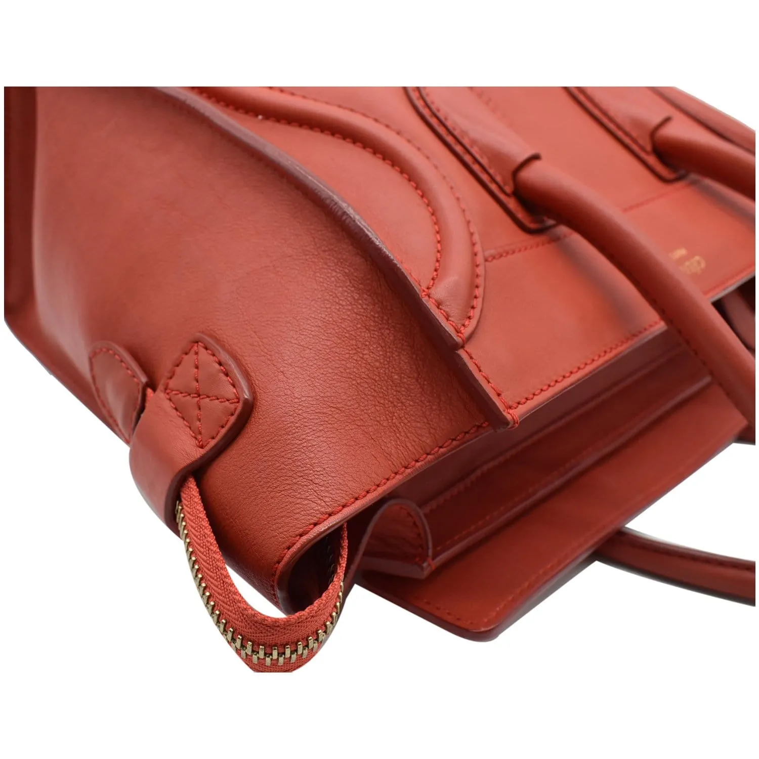 CELINE Micro Luggage Calfskin Leather Tote Bag Red - 25% OFF