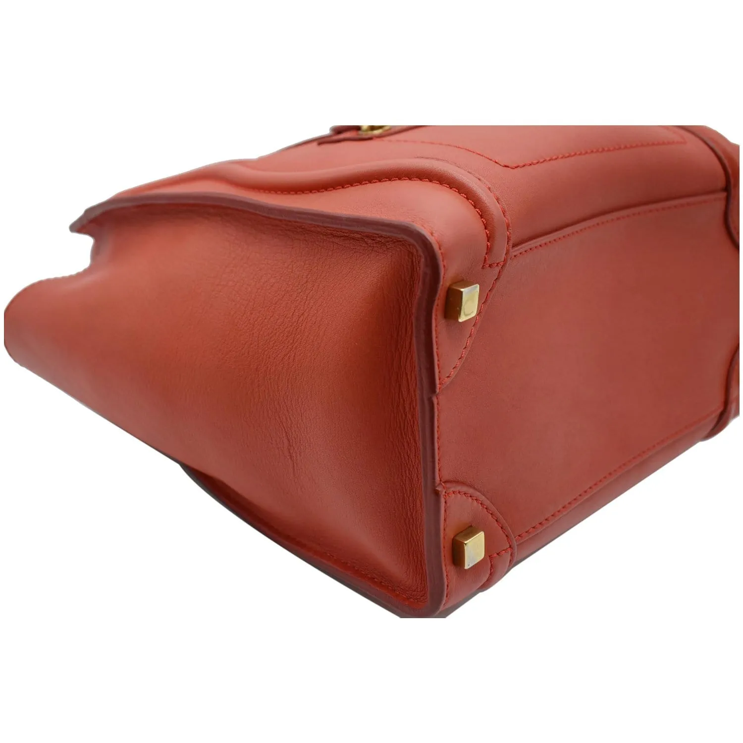 CELINE Micro Luggage Calfskin Leather Tote Bag Red - 25% OFF