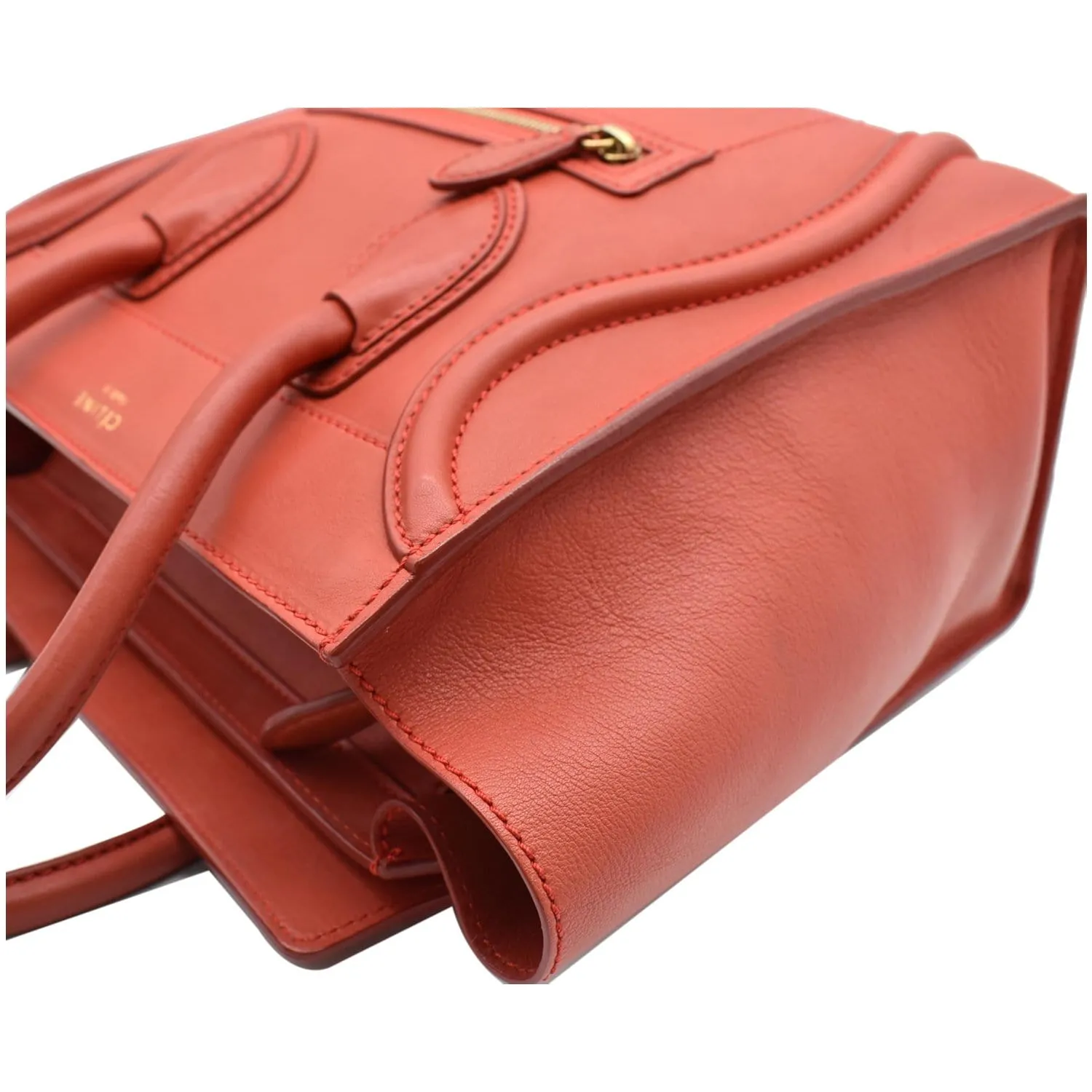 CELINE Micro Luggage Calfskin Leather Tote Bag Red - 25% OFF
