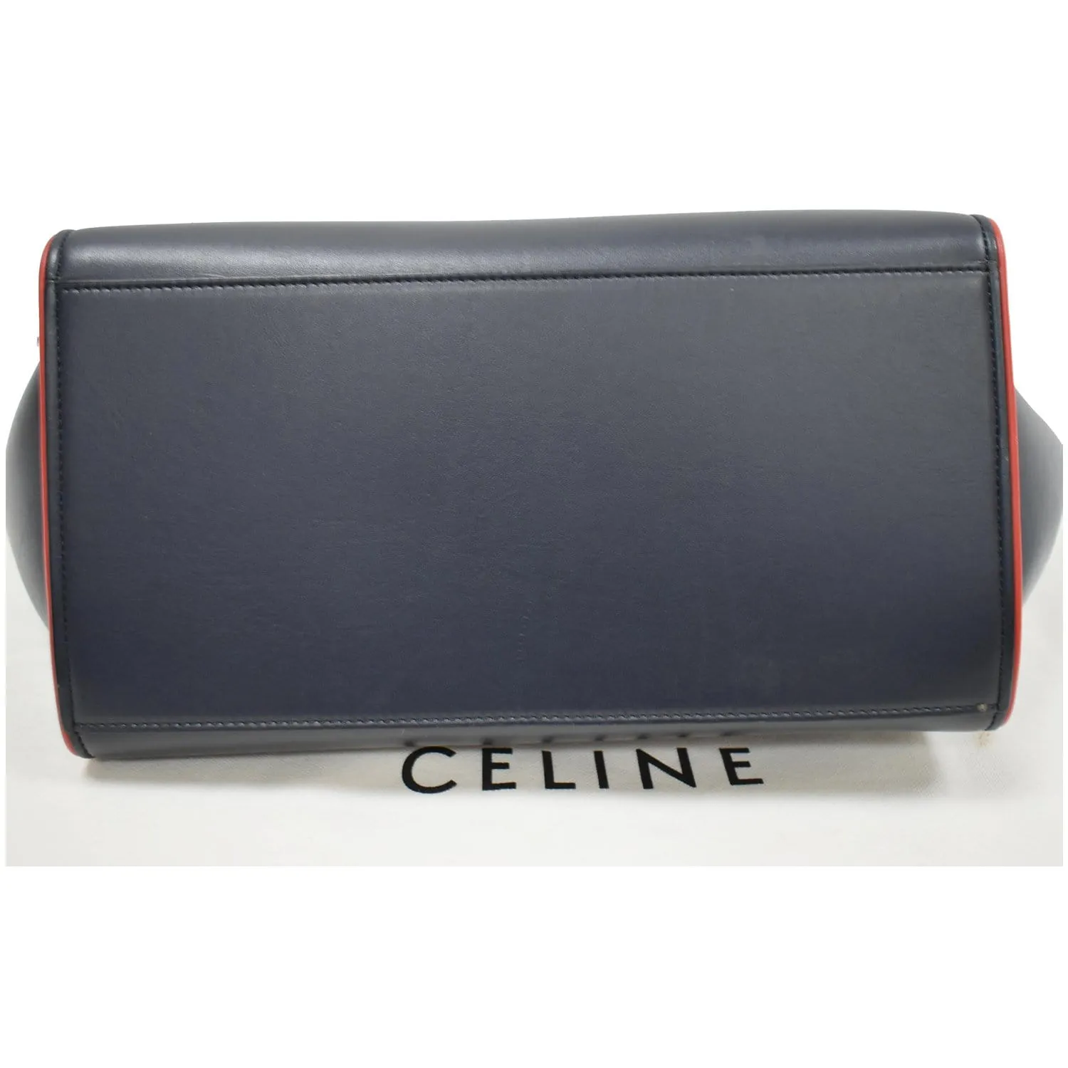 CELINE Trapeze Small 2way Leather Tote Shoulder Bag Blue