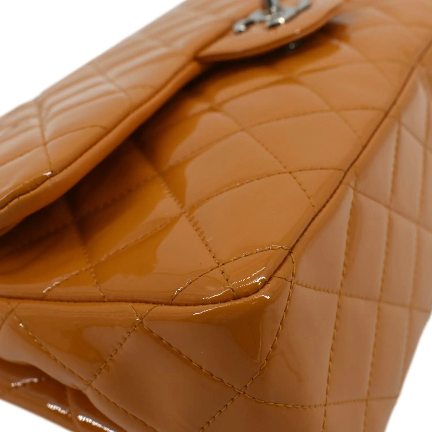 CHANEL Classic Jumbo Double Flap Quilted Leather Shoulder Bag Orange