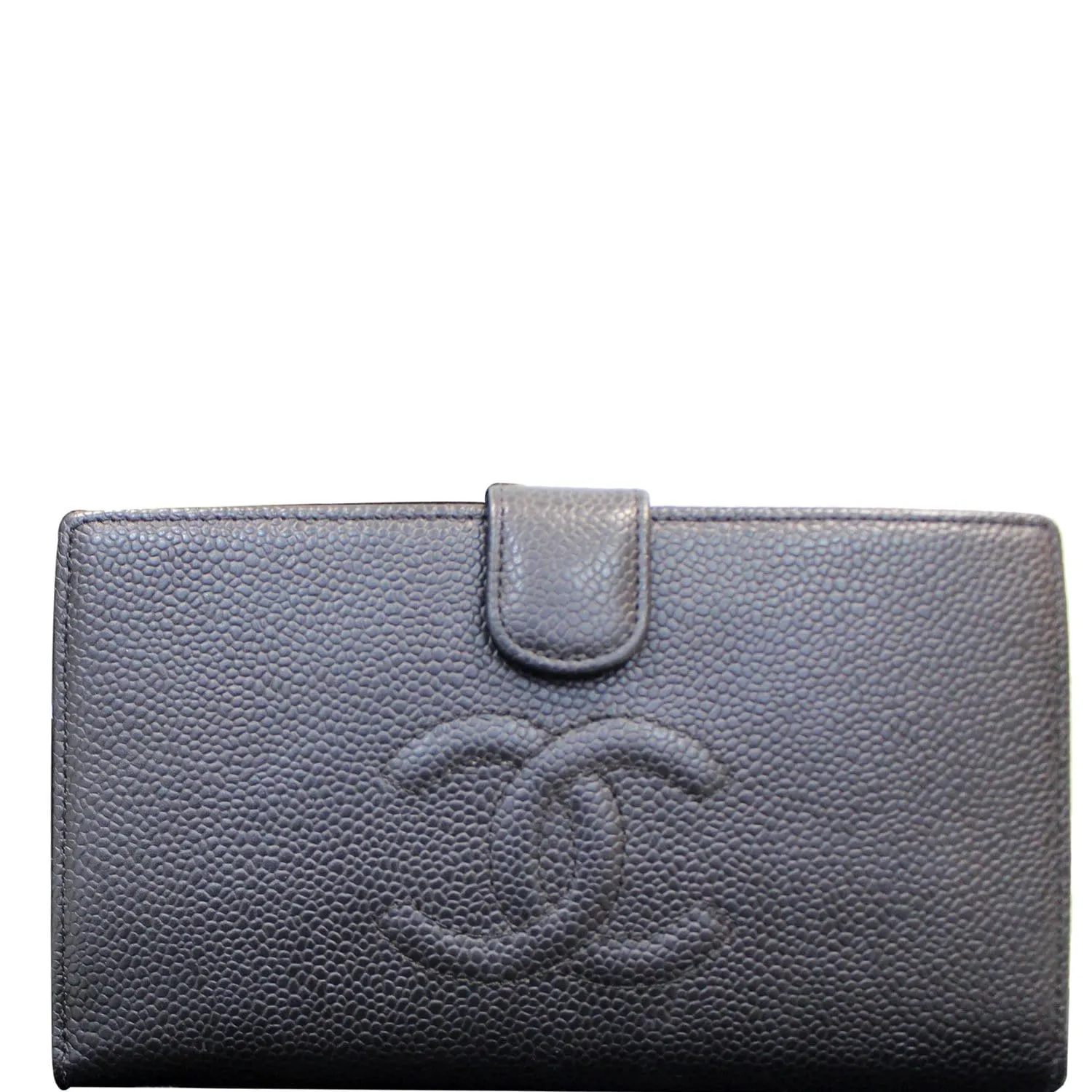CHANEL Long Bi-Fold Caviar Leather Wallet Black