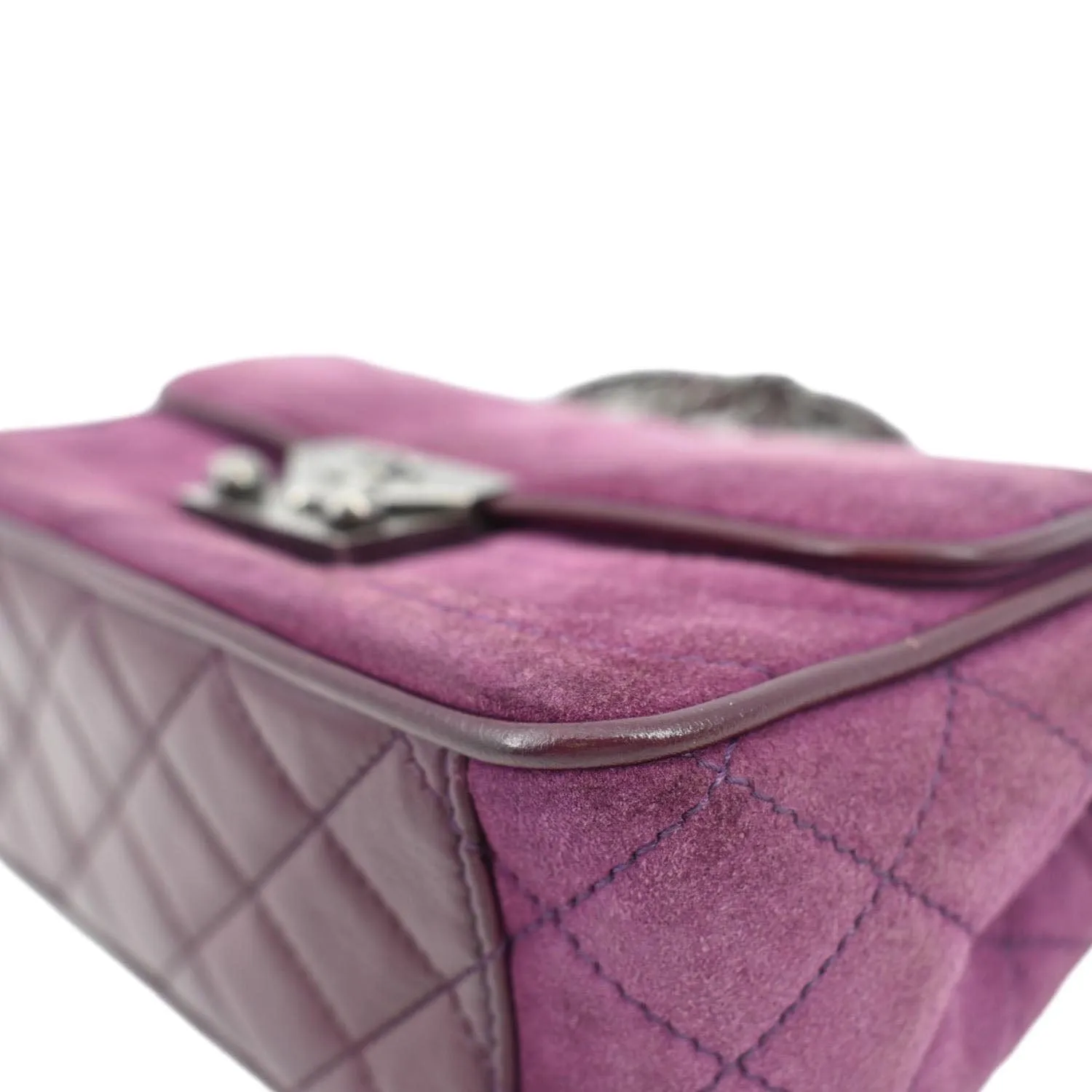 CHANEL Pagoda Flap Suede Leather Shoulder Bag Purple