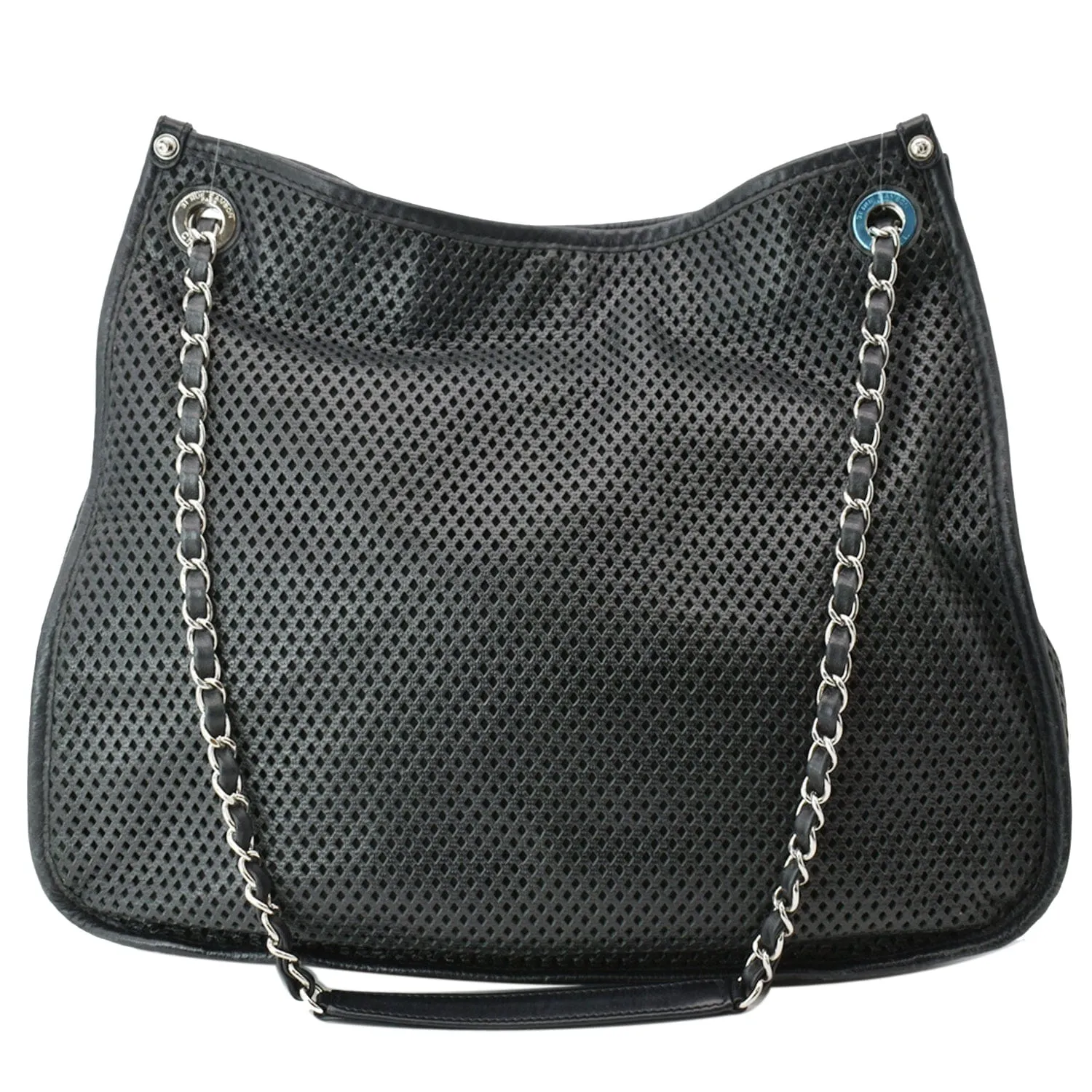 CHANEL Perforated Up In The Air Calfskin Tote Bag Black